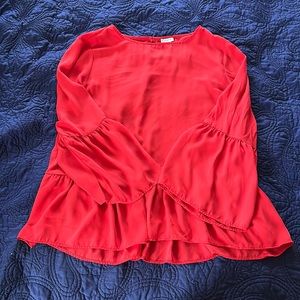 Red flowy blouse